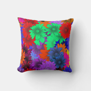 Multicolored floral throw pillow