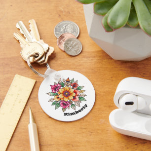 Multicolored Flower Keychain