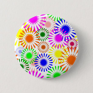 Multicolored Flowers 2 Inch Round Button