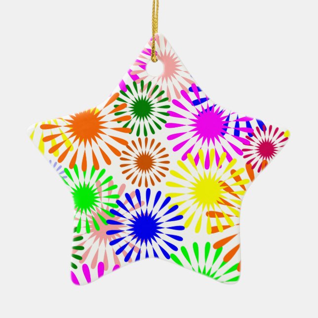 Multicolored Flowers Ceramic Ornament (Front)