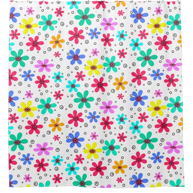 Multicolored flowers daisies retro background summ (Front)
