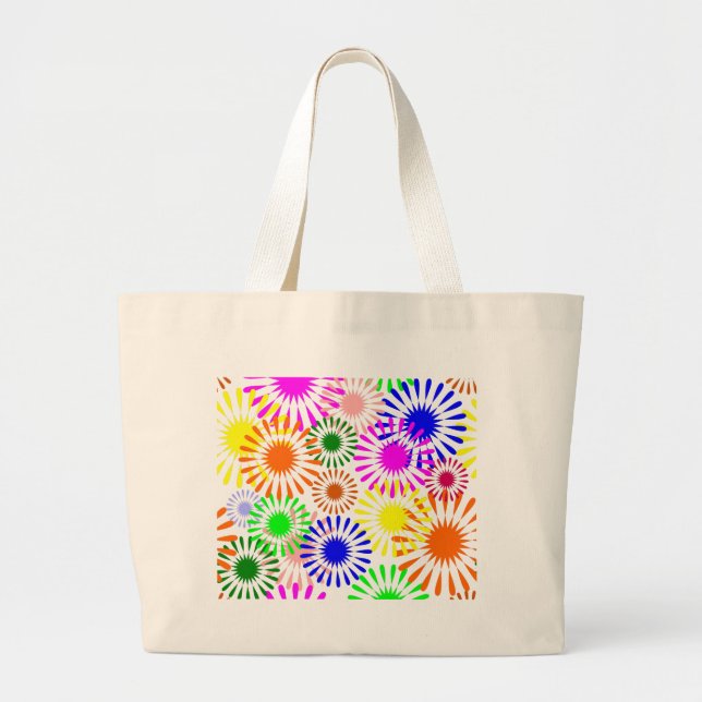 Multicolored Flowers Large Tote Bag (Front)