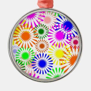 Multicolored Flowers Metal Ornament