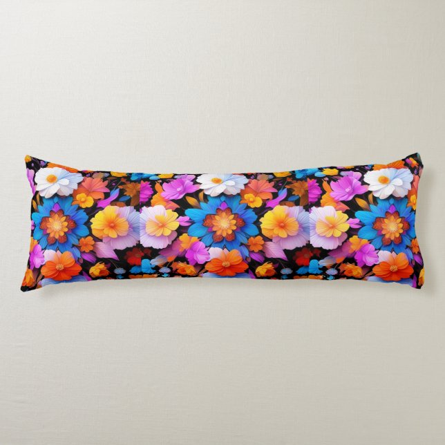 Multicolored Flowers Pattern-68577 Body Pillow (Front)