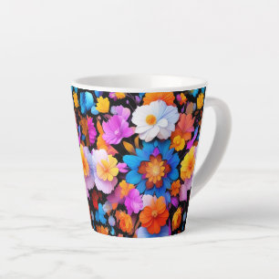 Multicolored Flowers Pattern-68577 Latte Mug