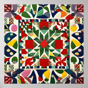 Multicolored folk pattern poster