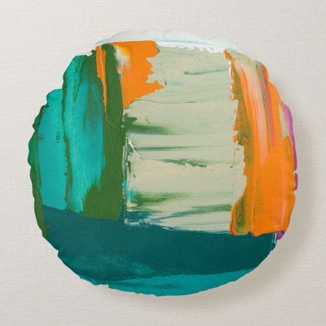 Multicolored Free Expression Painting Round Pillow (Front)