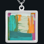 Multicolored Free Expression Painting Silver Plated Necklace<br><div class="desc">Jennifer Goldberger created this multicolored free expression painting. Thick paint strokes leaves globs of paint on the work,  making it feel like a layered print. Get yours now!</div>