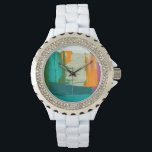 Multicolored Free Expression Painting Watch<br><div class="desc">Jennifer Goldberger created this multicolored free expression painting. Thick paint strokes leaves globs of paint on the work,  making it feel like a layered print. Get yours now!</div>