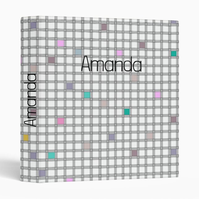 Multicolored Geometric Chequered Pattern Binder (Front/Spine)