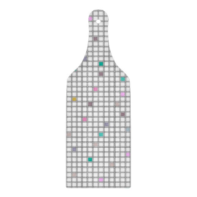 Multicolored Geometric Chequered Pattern Cutting Board (Front)