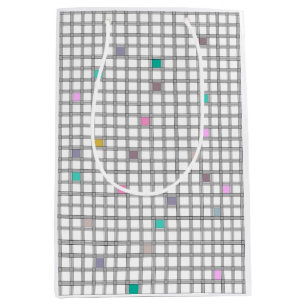 Multicolored Geometric Chequered Pattern Medium Gift Bag