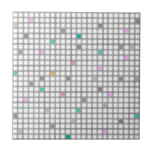 Multicolored Geometric Chequered Pattern Tile