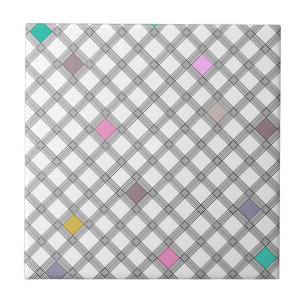 Multicolored Geometric Chequered Pattern Tile