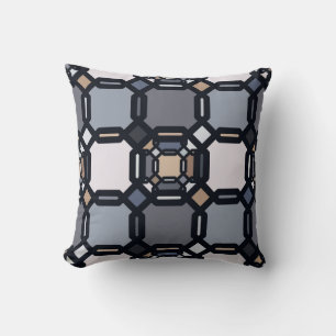 Multicolored geometric ornament in muted shades. throw pillow
