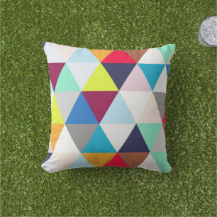 Multicolored Geometric Pattern Outdoor Pillow