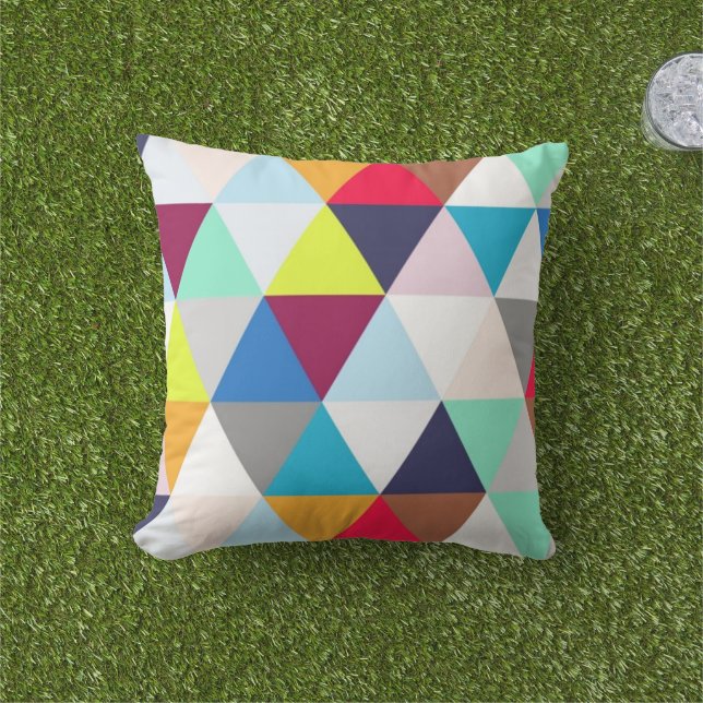 Multicolored Geometric Pattern Outdoor Pillow (Grass)