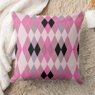 Multicolored geometric pattern rhombuses retro throw pillow