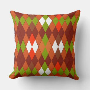 Multicolored geometric pattern rhombuses retro  throw pillow