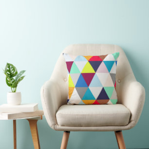 Multicolored Geometric Pattern Throw Pillow