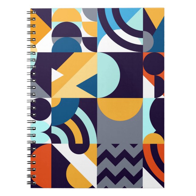 Multicolored Geometric: Primitive Shapes Fusion Notebook (Front)
