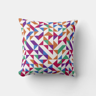 Multicolored Geometric Seamless Pattern Throw Pillow