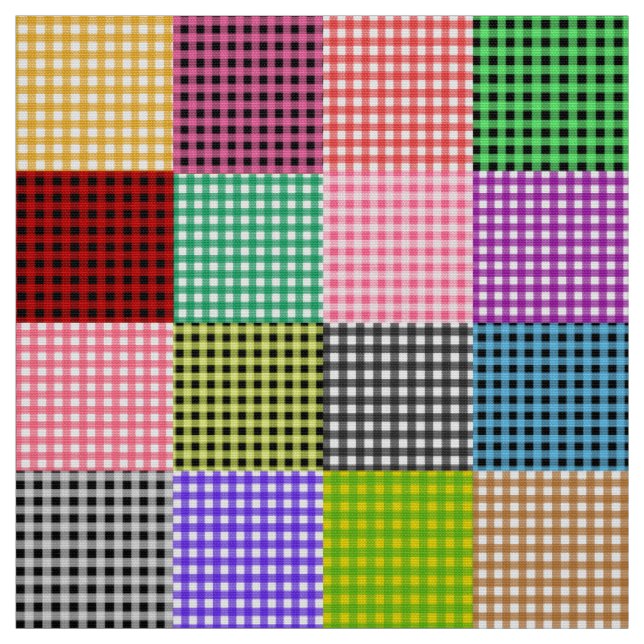 Multicolored Gingham Patchwork Plaid Pattern  Fabric (Swatch)