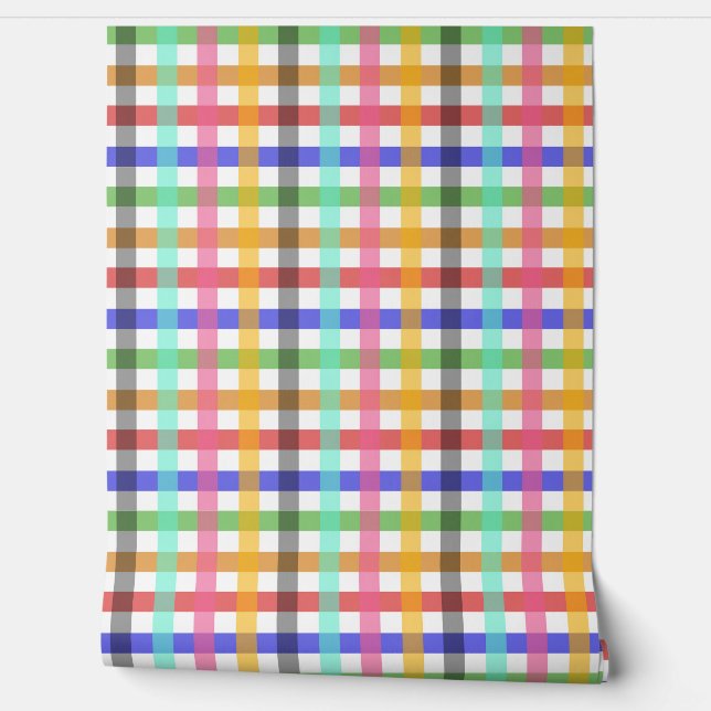 Multicolored Gingham Plaid Pattern Design  Wallpaper (Unrolling)
