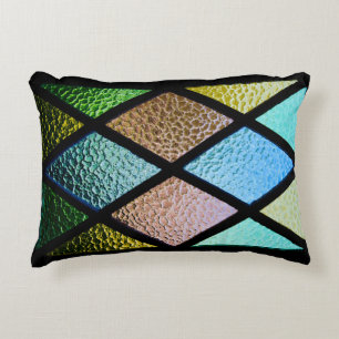 Multicolored Glass Window Effect Accent Pillow