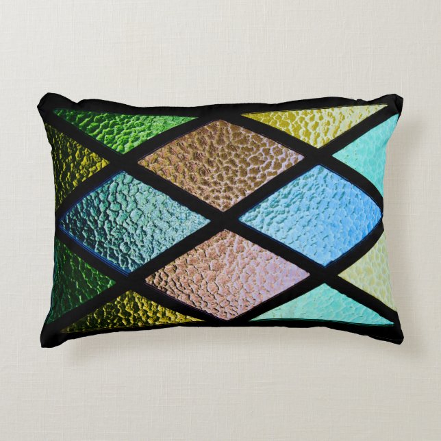 Multicolored Glass Window Effect Accent Pillow (Front)