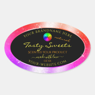 Multicolored Glitter Frame Product Label with Logo