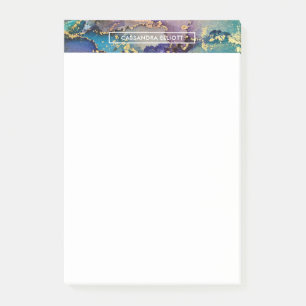 Multicolored Gold Alcohol Ink Liquid Abstract Art Post-it Notes