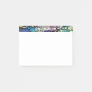 Multicolored Gold Alcohol Ink Liquid Abstract Art Post-it Notes