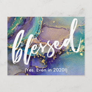 Multicolored & Gold Marbled Liquid Art Blessed Postcard