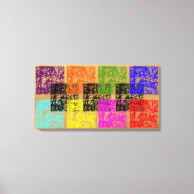 Multicolored Gold Squares Stretched Canvas Print (Front)