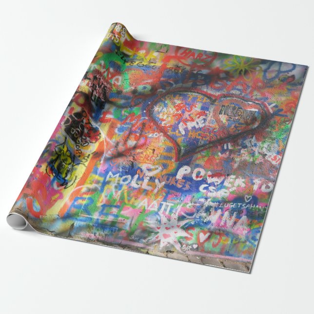 Multicolored graffiti on concrete wall wrapping paper (Unrolled)