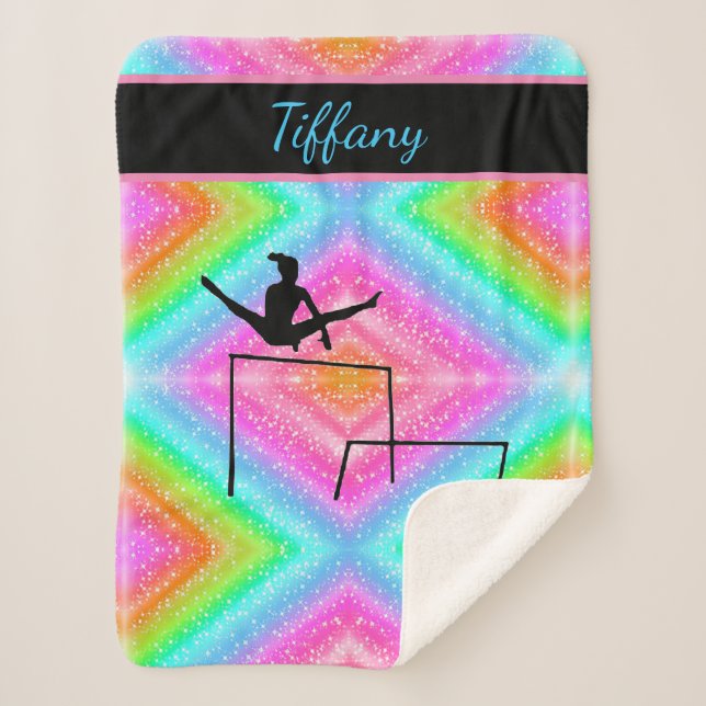 Multicolored Gymnastics Personalized Sherpa Blanket (Front)