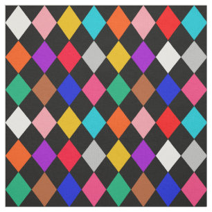 Multicolored Harlequin Diamonds Pattern Design Fabric