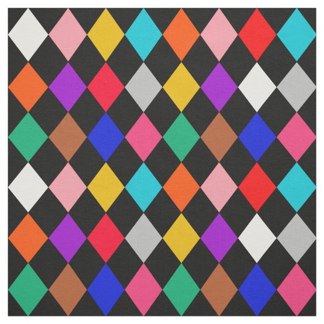 Multicolored Harlequin Diamonds Pattern Design  Fabric (Swatch)