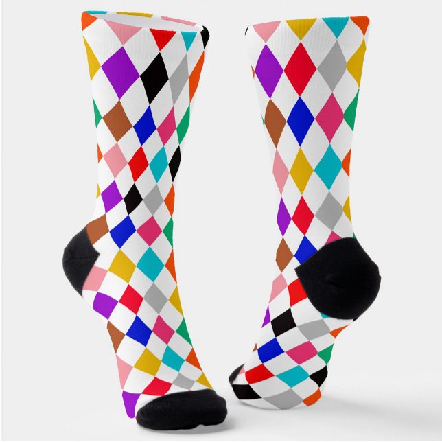 Multicolored Harlequin Diamonds Pattern Design  Socks (Creator Uploaded)