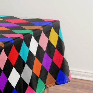 Multicolored Harlequin Diamonds Pattern Design Tablecloth