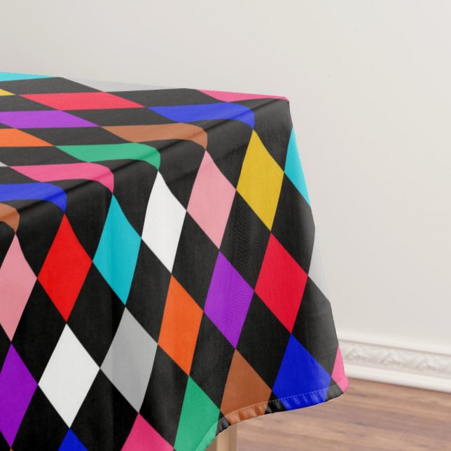 Multicolored Harlequin Diamonds Pattern Design  Tablecloth (Creator Uploaded)
