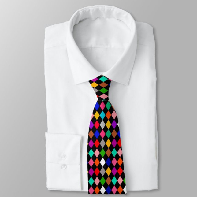 Multicolored Harlequin Diamonds Pattern Design  Tie (Creator Uploaded)