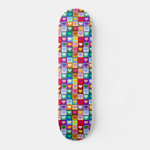 Multicolored Hearts Girls Skateboard