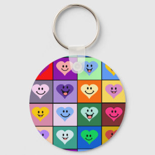 Multicolored Hearts Keychain