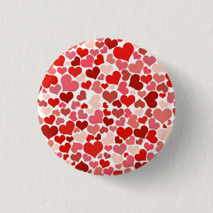 Multicolored Hearts Pattern-20367 1 Inch Round Button