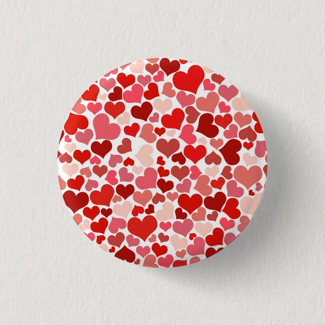 Multicolored Hearts Pattern-20367 1 Inch Round Button (Front)