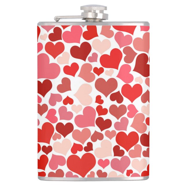 Multicolored Hearts Pattern-20367 Hip Flask (Front)