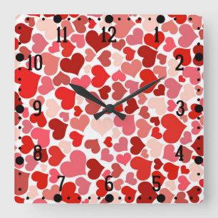 Multicolored Hearts Pattern-20367 Square Wall Clock