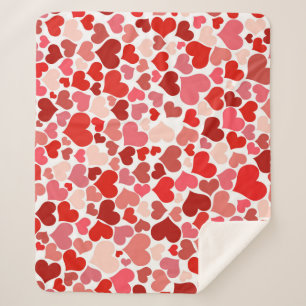 Multicolored Hearts Pattern Sherpa Blanket